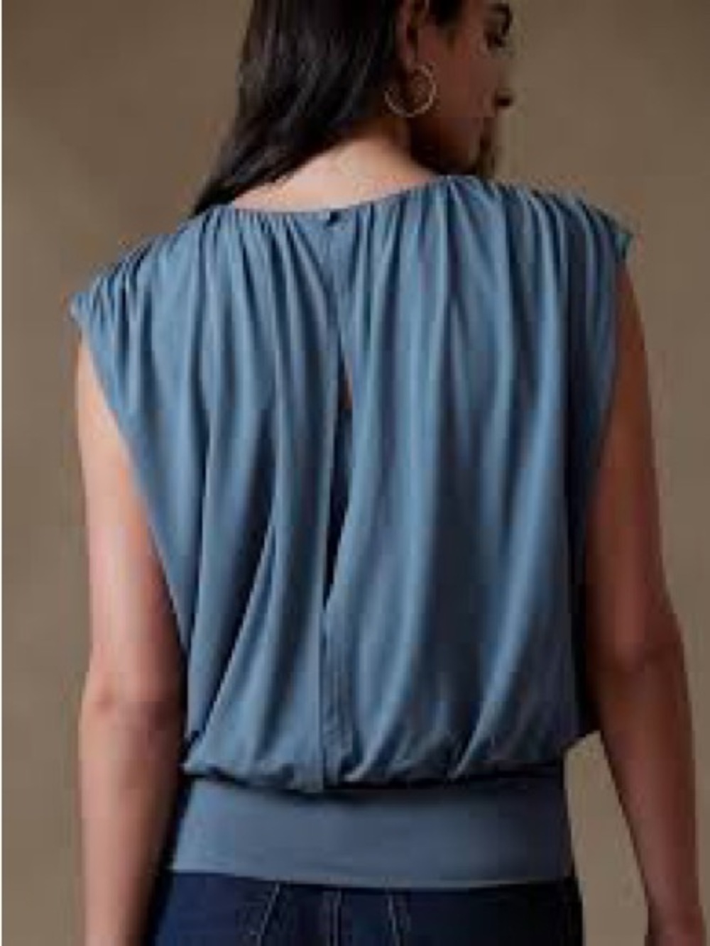 Banana Republic Factory Shirred Top in Preppy Navy NEW! - Picture 2 of 9